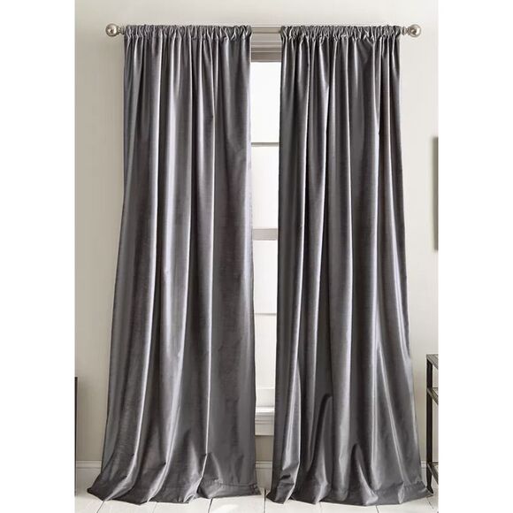 DKNY Modern Slub Velvet Set of 2 Window Panels in Charcoal 50" x 96"